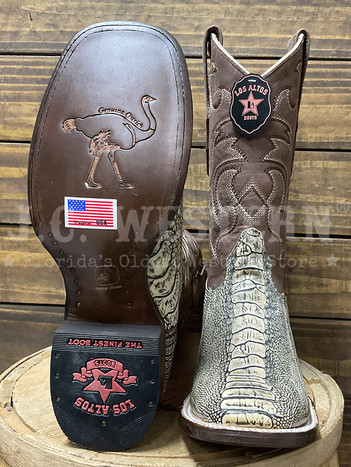 Los Altos 8220511 Mens OSTRICH LEG Boot Rustic Oryx side / front view. If you need any assistance with this item or the purchase of this item please call us at five six one seven four eight eight eight zero one Monday through Saturday 10:00a.m EST to 8:00 p.m EST