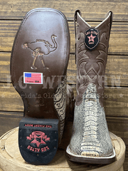 Los Altos 8220511 Mens OSTRICH LEG Boot Rustic Oryx sole and front view. If you need any assistance with this item or the purchase of this item please call us at five six one seven four eight eight eight zero one Monday through Saturday 10:00a.m EST to 8:00 p.m EST