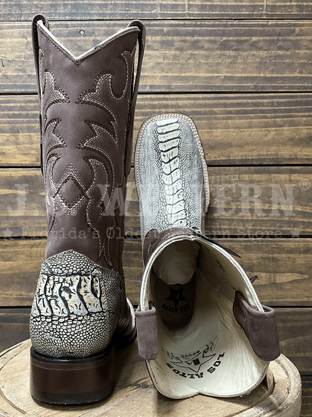 Los Altos 8220511 Mens OSTRICH LEG Boot Rustic Oryx back and toe view. If you need any assistance with this item or the purchase of this item please call us at five six one seven four eight eight eight zero one Monday through Saturday 10:00a.m EST to 8:00 p.m EST