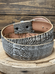 Los Altos 10321 Mens OSTRICH LEG Belt Rust Oryx back view. If you need any assistance with this item or the purchase of this item please call us at five six one seven four eight eight eight zero one Monday through Saturday 10:00a.m EST to 8:00 p.m EST