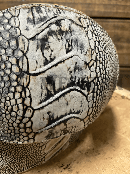 Los Altos 10321 Mens OSTRICH LEG Belt Rust Oryx close up. If you need any assistance with this item or the purchase of this item please call us at five six one seven four eight eight eight zero one Monday through Saturday 10:00a.m EST to 8:00 p.m EST