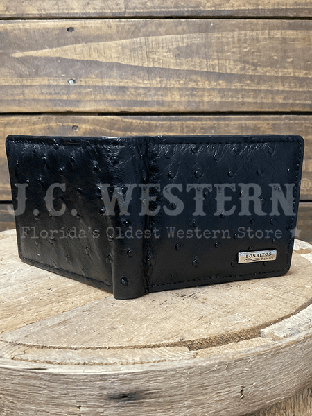 Los Altos CA10305 Mens OSTRICH Wallet Black front view. If you need any assistance with this item or the purchase of this item please call us at five six one seven four eight eight eight zero one Monday through Saturday 10:00a.m EST to 8:00 p.m EST