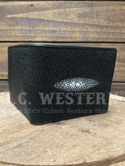 Los Altos CA11205 Mens STINGRAY Bifold Wallet Black front view. If you need any assistance with this item or the purchase of this item please call us at five six one seven four eight eight eight zero one Monday through Saturday 10:00a.m EST to 8:00 p.m EST
