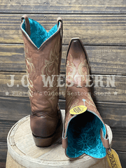 Corral Z5506 Ladies Cowhide Embroidery Shedron Flames Boot Tan back and toe view. If you need any assistance with this item or the purchase of this item please call us at five six one seven four eight eight eight zero one Monday through Saturday 10:00a.m EST to 8:00 p.m EST