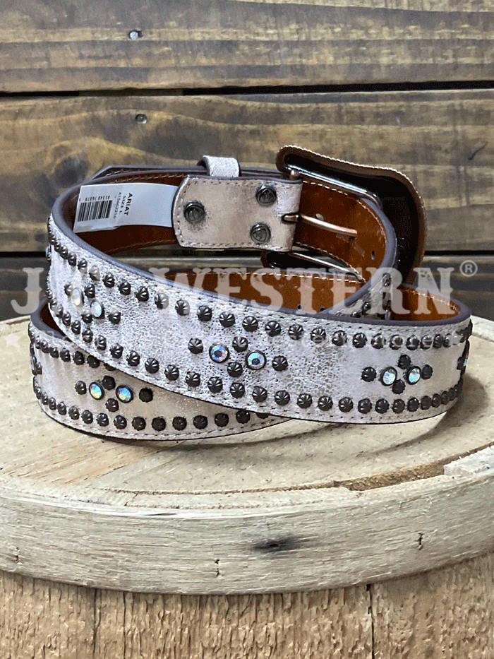 Ariat A15662216 Womens Metallic Body Studs Leather Belt Copper front view. If you need any assistance with this item or the purchase of this item please call us at five six one seven four eight eight eight zero one Monday through Saturday 10:00a.m EST to 8:00 p.m EST