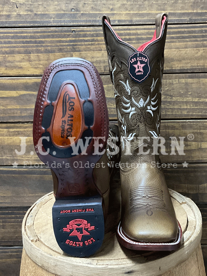 Los Altos 322I9951 Ladies RAGE Wide Square Toe Boot Honey front and side  view. If you need any assistance with this item or the purchase of this item please call us at five six one seven four eight eight eight zero one Monday through Saturday 10:00a.m EST to 8:00 p.m EST