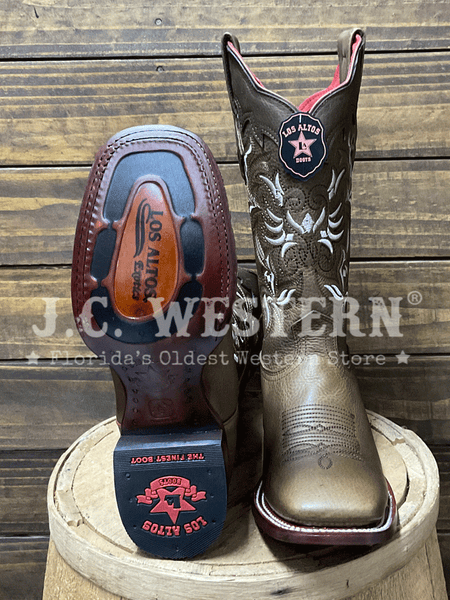 Los Altos 322I9951 Ladies RAGE Wide Square Toe Boot Honey sole and front view. If you need any assistance with this item or the purchase of this item please call us at five six one seven four eight eight eight zero one Monday through Saturday 10:00a.m EST to 8:00 p.m EST