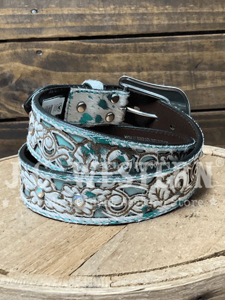 Ariat A1568633 Womens Laser Cut Underlay Belt Turquoise back view. If you need any assistance with this item or the purchase of this item please call us at five six one seven four eight eight eight zero one Monday through Saturday 10:00a.m EST to 8:00 p.m EST