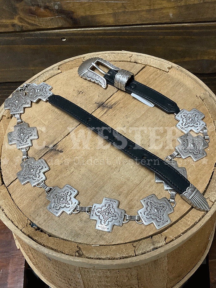 Tony Lama C51313 Womens Nizhoni Cross Chain Belt Silver front view. If you need any assistance with this item or the purchase of this item please call us at five six one seven four eight eight eight zero one Monday through Saturday 10:00a.m EST to 8:00 p.m EST