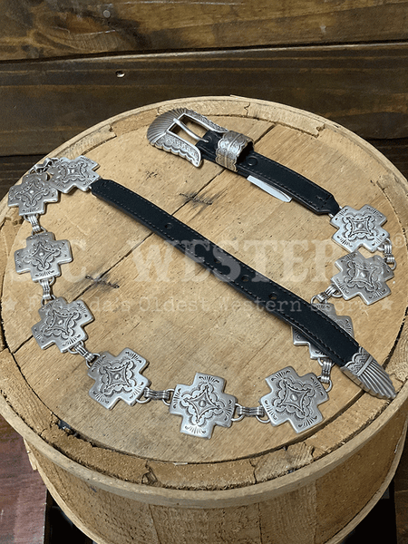 Tony Lama C51313 Womens Nizhoni Cross Chain Belt Silver view from above. If you need any assistance with this item or the purchase of this item please call us at five six one seven four eight eight eight zero one Monday through Saturday 10:00a.m EST to 8:00 p.m EST