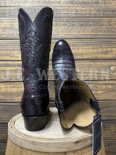 Lucchese GY1029.63 Mens Jones Caiman And Buffalo Boots Black Cherry back and toe view. If you need any assistance with this item or the purchase of this item please call us at five six one seven four eight eight eight zero one Monday through Saturday 10:00a.m EST to 8:00 p.m EST