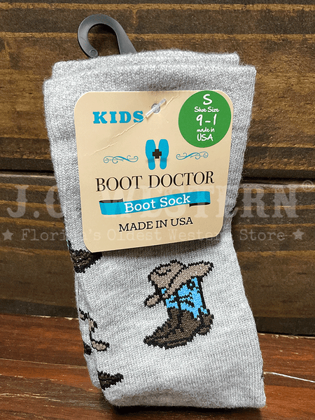 Boot Doctor 0421406 Kids Crew HATS BOOTS Socks Grey front view. If you need any assistance with this item or the purchase of this item please call us at five six one seven four eight eight eight zero one Monday through Saturday 10:00a.m EST to 8:00 p.m EST