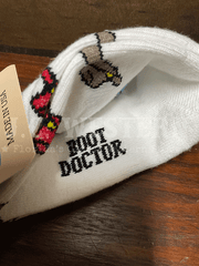 Boot Doctor 0421305 Kids Crew COWBOY HATS Socks White close up. If you need any assistance with this item or the purchase of this item please call us at five six one seven four eight eight eight zero one Monday through Saturday 10:00a.m EST to 8:00 p.m EST