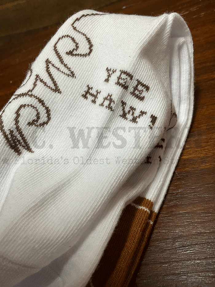 Boot Doctor 0422308 Ladies Over The Calf Boot Stitch Socks Tan And White front view. If you need any assistance with this item or the purchase of this item please call us at five six one seven four eight eight eight zero one Monday through Saturday 10:00a.m EST to 8:00 p.m EST