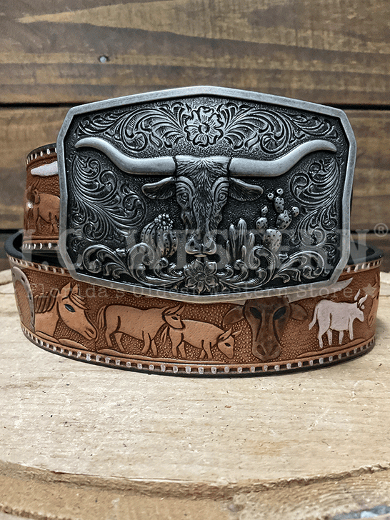 Nocona N320008102 Womens Vintage Western Belt Brown front view. If you need any assistance with this item or the purchase of this item please call us at five six one seven four eight eight eight zero one Monday through Saturday 10:00a.m EST to 8:00 p.m EST