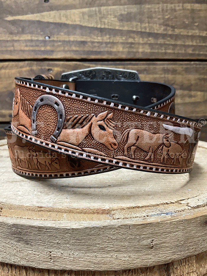Nocona N320008102 Womens Vintage Western Belt Brown front view. If you need any assistance with this item or the purchase of this item please call us at five six one seven four eight eight eight zero one Monday through Saturday 10:00a.m EST to 8:00 p.m EST