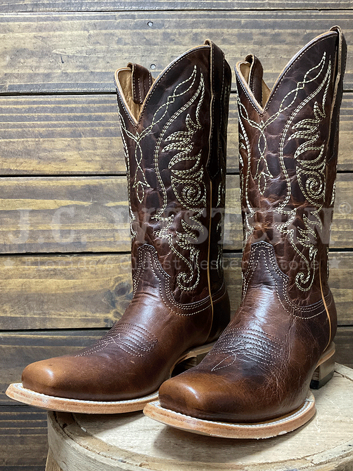 Circle G L6324 Ladies Embroidery Square Toe Boot Brown side / front view. If you need any assistance with this item or the purchase of this item please call us at five six one seven four eight eight eight zero one Monday through Saturday 10:00a.m EST to 8:00 p.m EST