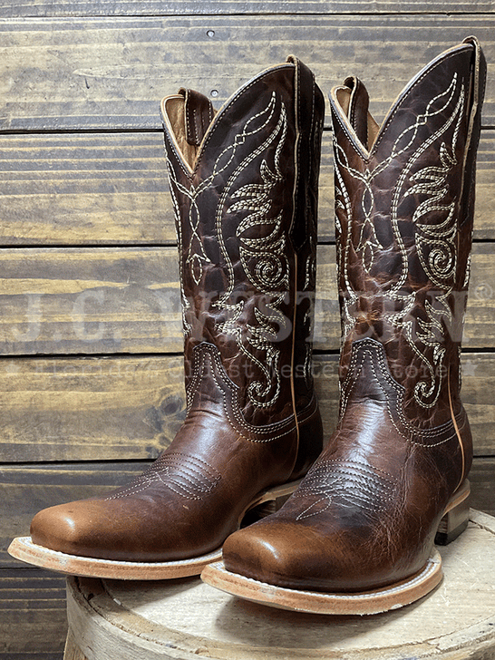 Circle G L6324 Ladies Embroidery Square Toe Boot Brown side / front view. If you need any assistance with this item or the purchase of this item please call us at five six one seven four eight eight eight zero one Monday through Saturday 10:00a.m EST to 8:00 p.m EST