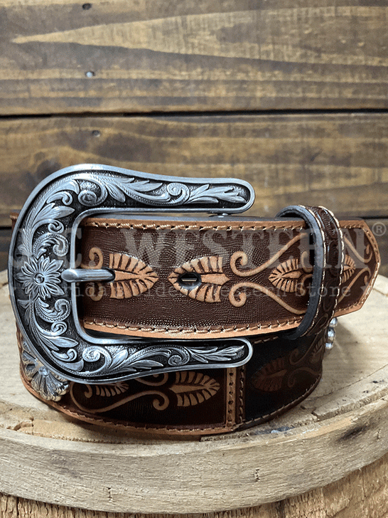 Nocona N320007402 Womens Daisy Concho Belt Brown front view. If you need any assistance with this item or the purchase of this item please call us at five six one seven four eight eight eight zero one Monday through Saturday 10:00a.m EST to 8:00 p.m EST
