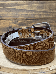 Ariat A1568702 Womens Floral Embossed Western Belt Brown back view. If you need any assistance with this item or the purchase of this item please call us at five six one seven four eight eight eight zero one Monday through Saturday 10:00a.m EST to 8:00 p.m EST