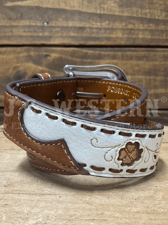 Ariat A1309305 Kids Filigree Flower Leaves Belt White back view. If you need any assistance with this item or the purchase of this item please call us at five six one seven four eight eight eight zero one Monday through Saturday 10:00a.m EST to 8:00 p.m EST