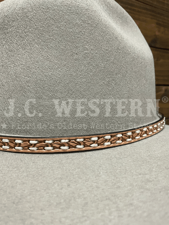 M&F 0201548 Tapered Laced Hat Band Natural close up. If you need any assistance with this item or the purchase of this item please call us at five six one seven four eight eight eight zero one Monday through Saturday 10:00a.m EST to 8:00 p.m EST