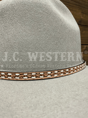M&F 0201548 Tapered Laced Hat Band Natural close up. If you need any assistance with this item or the purchase of this item please call us at five six one seven four eight eight eight zero one Monday through Saturday 10:00a.m EST to 8:00 p.m EST