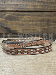 M&F 0201548 Tapered Laced Hat Band Natural front view. If you need any assistance with this item or the purchase of this item please call us at five six one seven four eight eight eight zero one Monday through Saturday 10:00a.m EST to 8:00 p.m EST