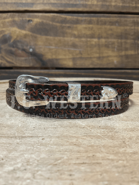 Twister 0201002 Hand Tooled Hatband Dark Brown front view. If you need any assistance with this item or the purchase of this item please call us at five six one seven four eight eight eight zero one Monday through Saturday 10:00a.m EST to 8:00 p.m EST