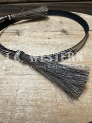 Twister 0202097 Ribbon Horse Hair Tassel Hat Band Multicolor And Natural tassel close up. If you need any assistance with this item or the purchase of this item please call us at five six one seven four eight eight eight zero one Monday through Saturday 10:00a.m EST to 8:00 p.m EST