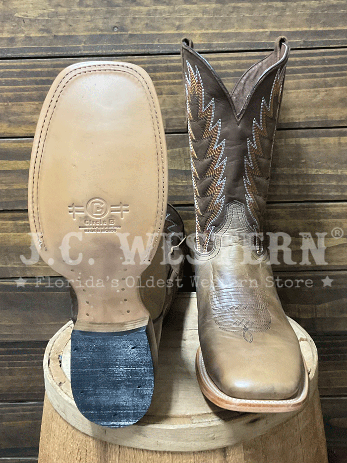 Circle G L6312 Mens Embroidery Wide Square Toe Boot Brown side view. If you need any assistance with this item or the purchase of this item please call us at five six one seven four eight eight eight zero one Monday through Saturday 10:00a.m EST to 8:00 p.m EST