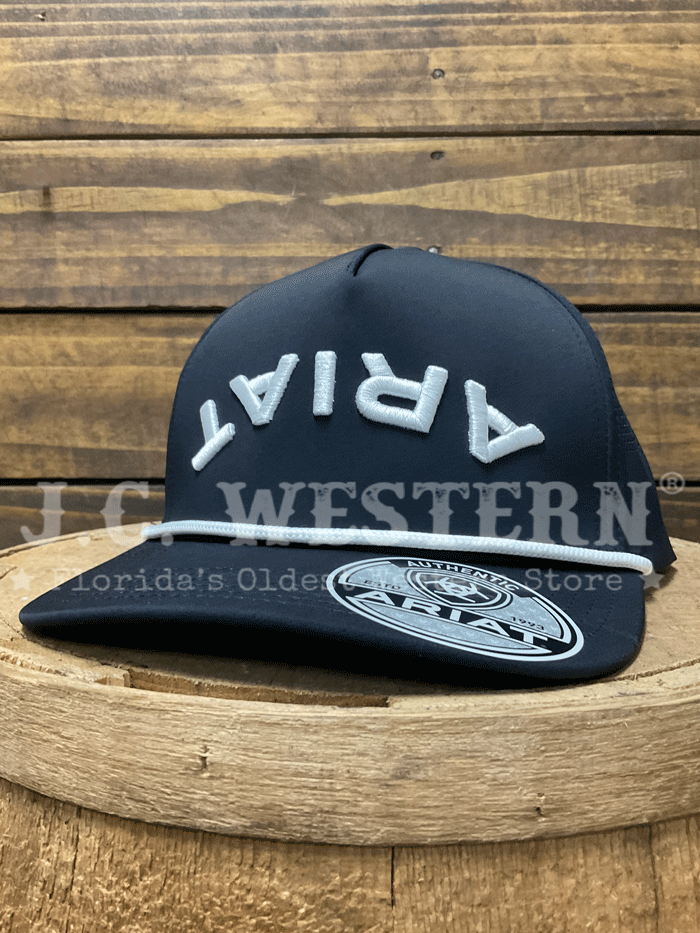 Ariat A300095301 Snapback Upside Down Cap Black front  /side view.  If you need any assistance with this item or the purchase of this item please call us at five six one seven four eight eight eight zero one Monday through Saturday 10:00a.m EST to 8:00 p.m EST