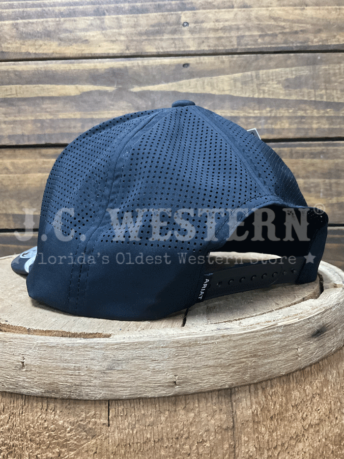 Ariat A300095301 Snapback Upside Down Cap Black front  /side view.  If you need any assistance with this item or the purchase of this item please call us at five six one seven four eight eight eight zero one Monday through Saturday 10:00a.m EST to 8:00 p.m EST