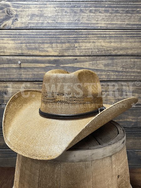 Bullhide WHISKEY RIVER 2324 20X Bangora Straw Hat Tan side / front view. If you need any assistance with this item or the purchase of this item please call us at five six one seven four eight eight eight zero one Monday through Saturday 10:00a.m EST to 8:00 p.m EST