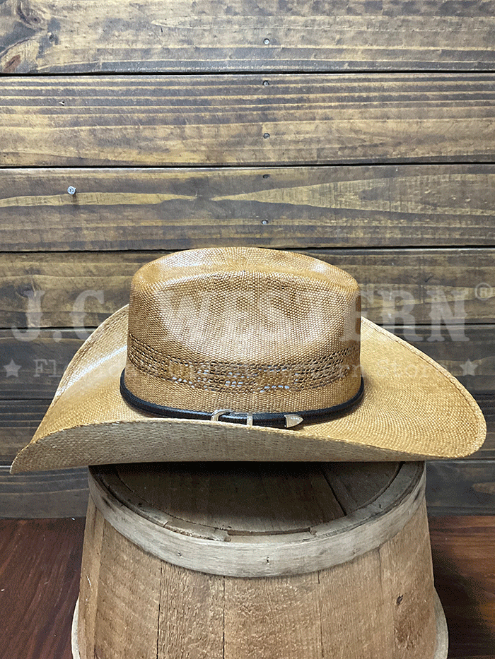 Bullhide WHISKEY RIVER 2324 20X Bangora Straw Hat Tan side / front view. If you need any assistance with this item or the purchase of this item please call us at five six one seven four eight eight eight zero one Monday through Saturday 10:00a.m EST to 8:00 p.m EST