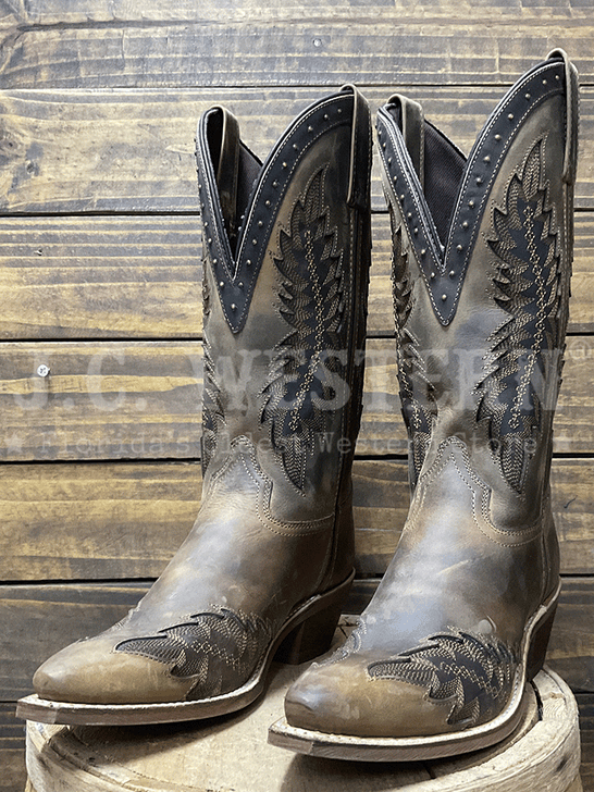 Laredo 20057 Womens COYOTE CREEK Leather Boot Tan front / side view. If you need any assistance with this item or the purchase of this item please call us at five six one seven four eight eight eight zero one Monday through Saturday 10:00a.m EST to 8:00 p.m EST