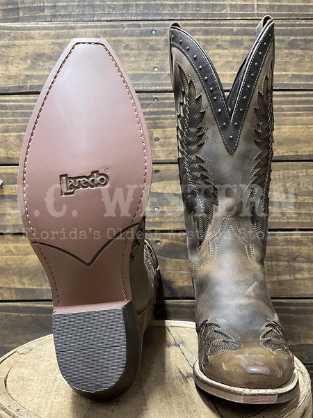 Laredo 20057 Womens COYOTE CREEK Leather Boot Tan sole and front view. If you need any assistance with this item or the purchase of this item please call us at five six one seven four eight eight eight zero one Monday through Saturday 10:00a.m EST to 8:00 p.m EST