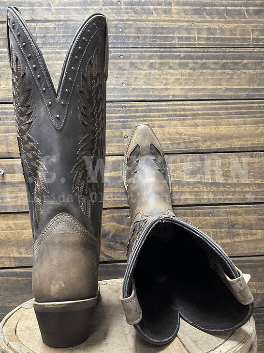 Laredo 20057 Womens COYOTE CREEK Leather Boot Tan back and toe view. If you need any assistance with this item or the purchase of this item please call us at five six one seven four eight eight eight zero one Monday through Saturday 10:00a.m EST to 8:00 p.m EST