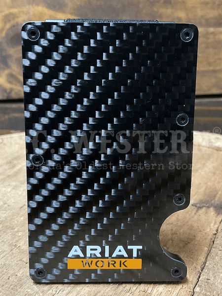 Ariat A3401101 Carbon Fiber Utility Wallet Black back view. If you need any assistance with this item or the purchase of this item please call us at five six one seven four eight eight eight zero one Monday through Saturday 10:00a.m EST to 8:00 p.m EST