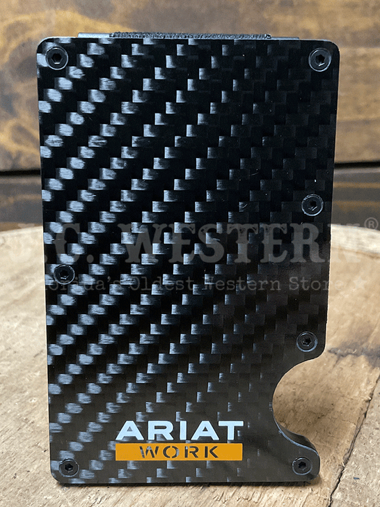 Ariat A3401101 Carbon Fiber Utility Wallet Black back view. If you need any assistance with this item or the purchase of this item please call us at five six one seven four eight eight eight zero one Monday through Saturday 10:00a.m EST to 8:00 p.m EST