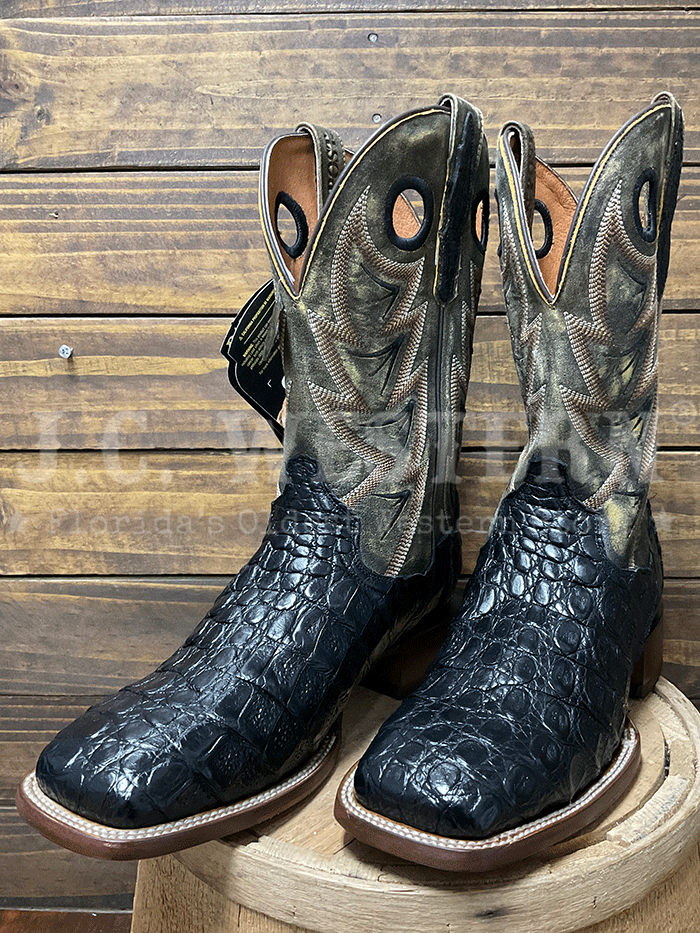 Dan Post DP5240 Mens MARSH Caiman Square Toe Boot Black side / front view. If you need any assistance with this item or the purchase of this item please call us at five six one seven four eight eight eight zero one Monday through Saturday 10:00a.m EST to 8:00 p.m EST