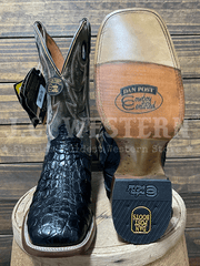 Dan Post DP5240 Mens MARSH Caiman Square Toe Boot Black front and sole view. If you need any assistance with this item or the purchase of this item please call us at five six one seven four eight eight eight zero one Monday through Saturday 10:00a.m EST to 8:00 p.m EST 