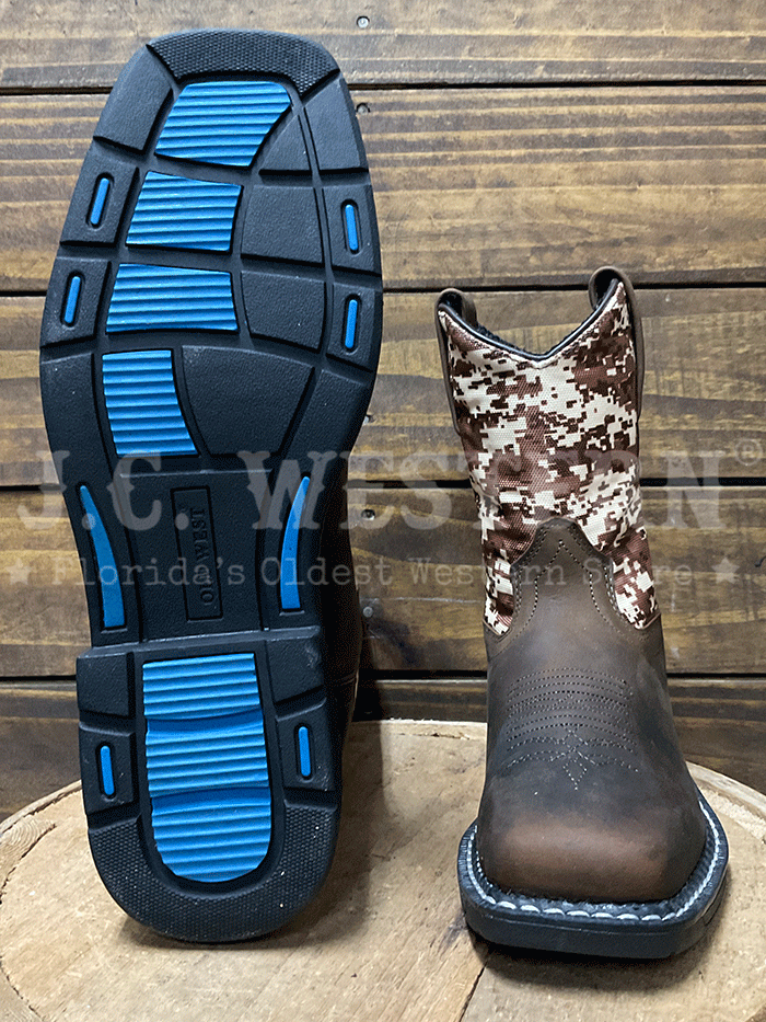 Old West WB1006 WB1006Y Kids Square Toe Western Boot Brown side view pair. If you need any assistance with this item or the purchase of this item please call us at five six one seven four eight eight eight zero one Monday through Saturday 10:00a.m EST to 8:00 p.m EST