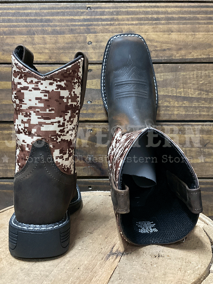 Old West WB1006 WB1006Y Kids Square Toe Western Boot Brown side view pair. If you need any assistance with this item or the purchase of this item please call us at five six one seven four eight eight eight zero one Monday through Saturday 10:00a.m EST to 8:00 p.m EST