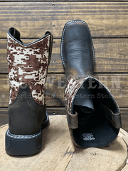 Old West WB1006 WB1006Y Kids Square Toe Western Boot Brown back and toe view pair. If you need any assistance with this item or the purchase of this item please call us at five six one seven four eight eight eight zero one Monday through Saturday 10:00a.m EST to 8:00 p.m EST