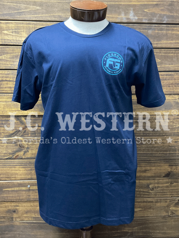 FloGrown FGM1-1093 Mens Bass Vibes Tee Navy back view. If you need any assistance with this item or the purchase of this item please call us at five six one seven four eight eight eight zero one Monday through Saturday 10:00a.m EST to 8:00 p.m EST
