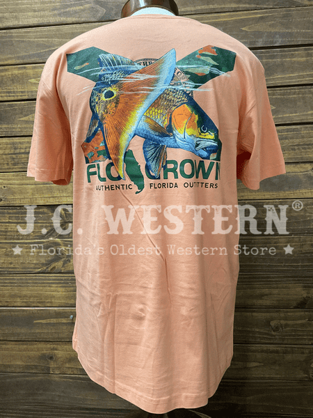 FloGrown FGM1-1111 Mens Camo Redfish Tee Apricot back view. If you need any assistance with this item or the purchase of this item please call us at five six one seven four eight eight eight zero one Monday through Saturday 10:00a.m EST to 8:00 p.m EST
