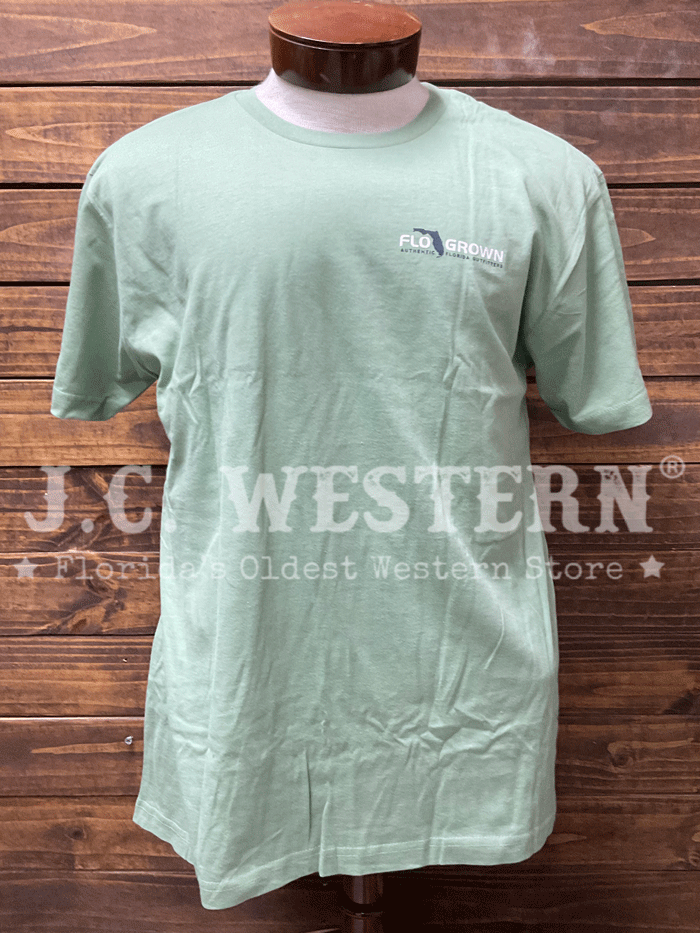 FloGrown FGM1-1009 Mens Vintage Bass Catch Tee Mint back view. If you need any assistance with this item or the purchase of this item please call us at five six one seven four eight eight eight zero one Monday through Saturday 10:00a.m EST to 8:00 p.m EST
