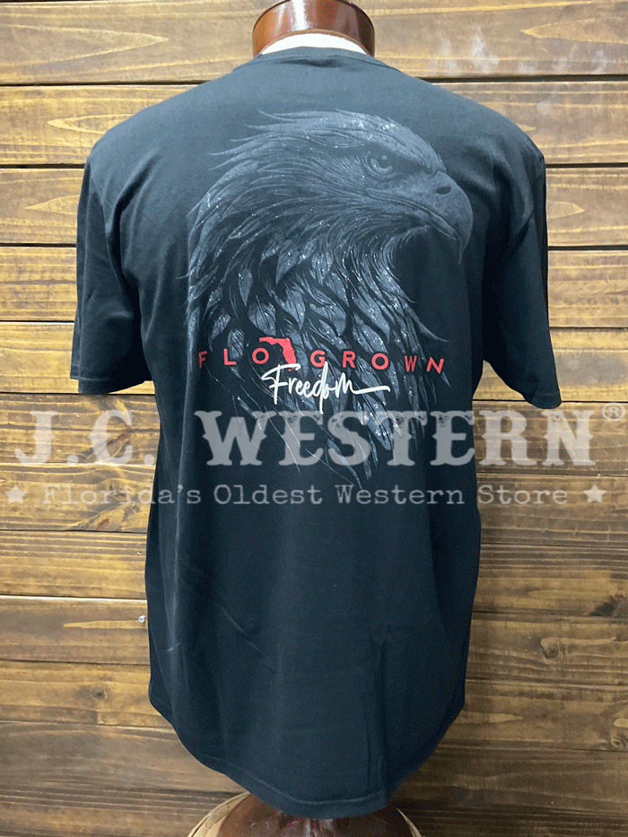 FloGrown FGM1-1045 Mens FG Freedom Tee Black back view. If you need any assistance with this item or the purchase of this item please call us at five six one seven four eight eight eight zero one Monday through Saturday 10:00a.m EST to 8:00 p.m EST
