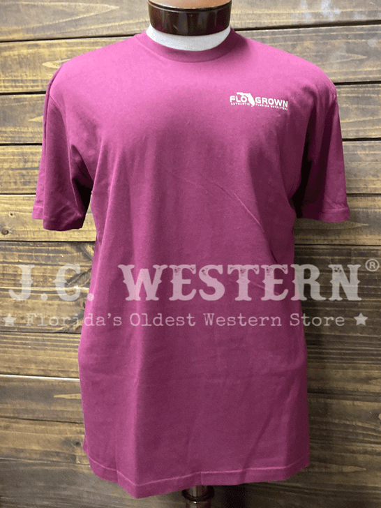 FloGrown FGM1-1065 Mens Born In The Wild Tee Burgundy front view. If you need any assistance with this item or the purchase of this item please call us at five six one seven four eight eight eight zero one Monday through Saturday 10:00a.m EST to 8:00 p.m EST